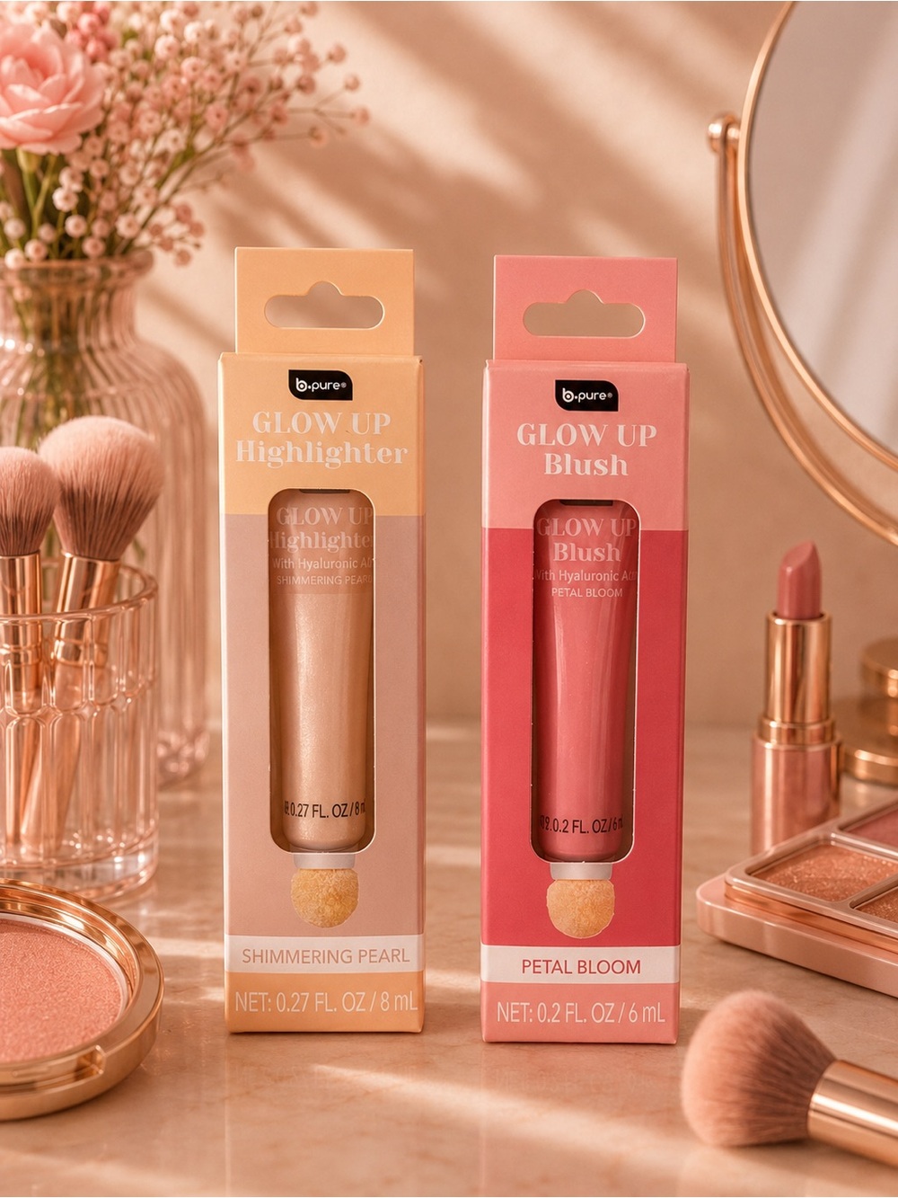 Glow Up Blush & Highlighter - Petal Bloom (Pink) -Shimmering Pearl